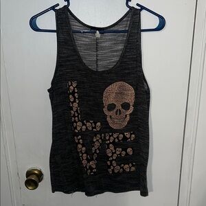 Wet Seal size Large Women's Black Skull Graphic Tank Top